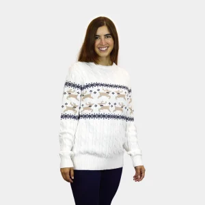 Jersey de Navidad Parejas Elegante Blanco Alaska Algodón