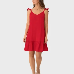 Vestido corto con bolero en mangas y ruedo