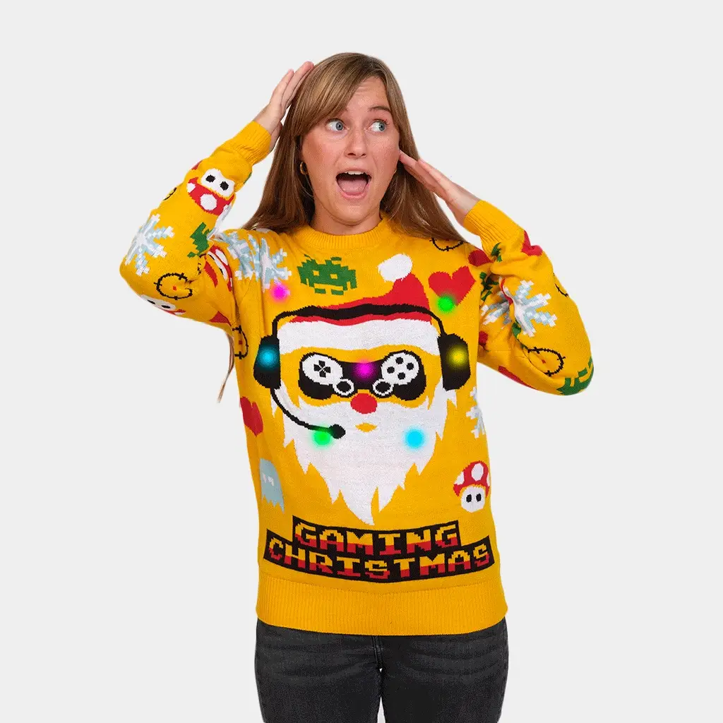 Jersey Navideño con Luces LED Santa Gamer